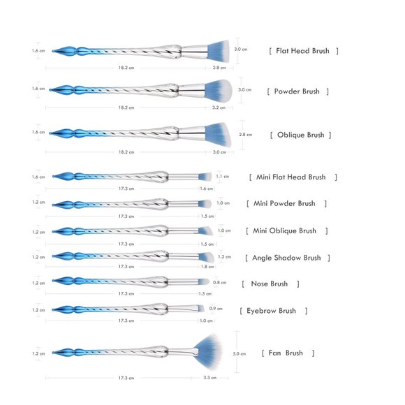 10-Piece Set: Spiral Tower Makeup Brushes - Turquoise - Picture 4 of 5